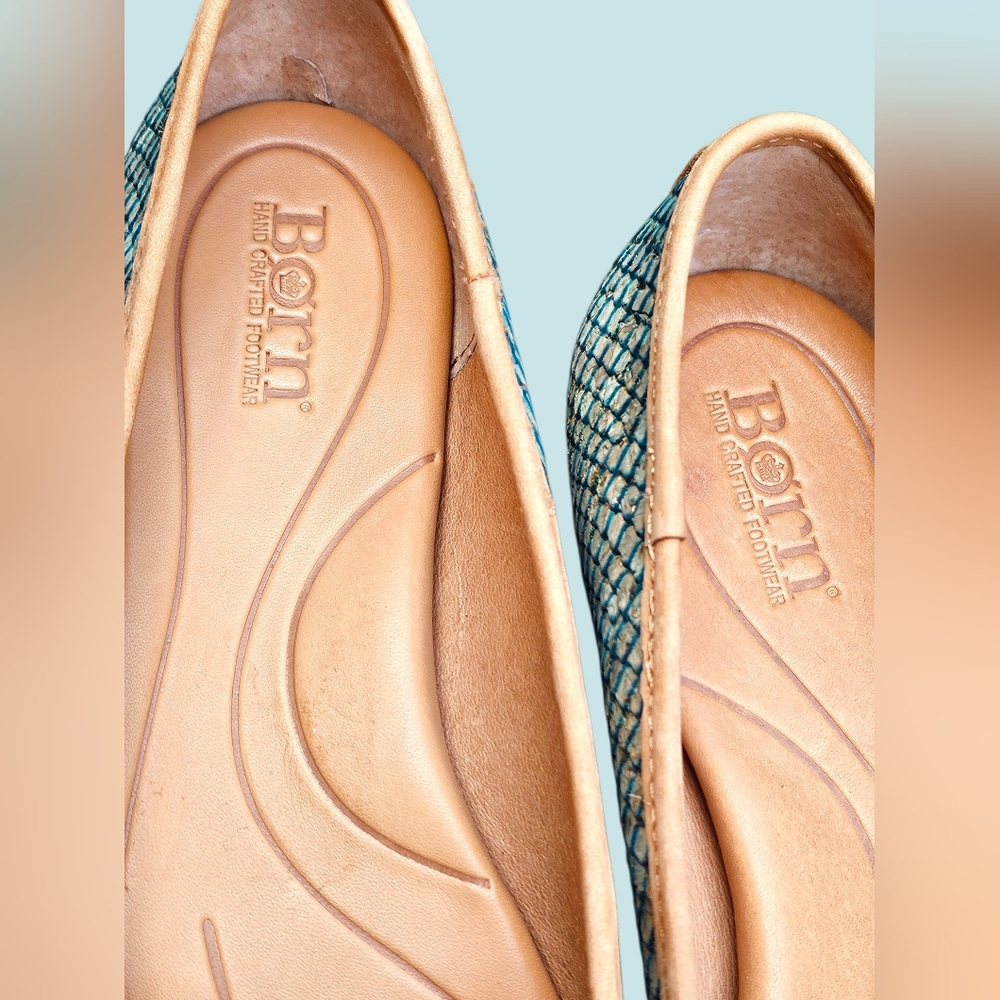 Born Aqua Snake Cork Carri Flats - Picture 5 of 6